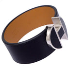 Hermes Leather Bracelet Black T3 Bangle — view 2