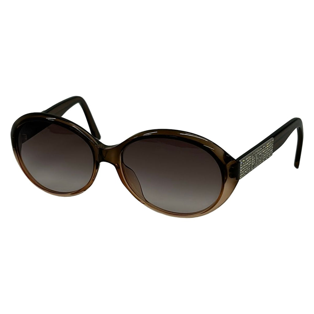 Dior Sunglasses Sunstrass Clear Brown Dark Silver Rhinestone Eyewear
