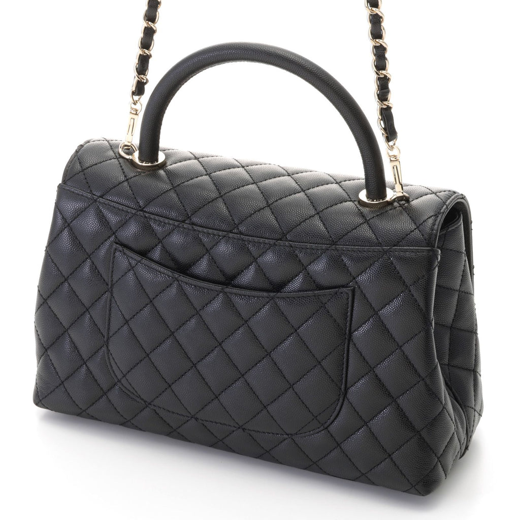 Chanel Quilted Coco Handle 2-Way Bag Black Caviar Leather — view 2