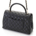 Chanel Quilted Coco Handle 2-Way Bag Black Caviar Leather — view 2