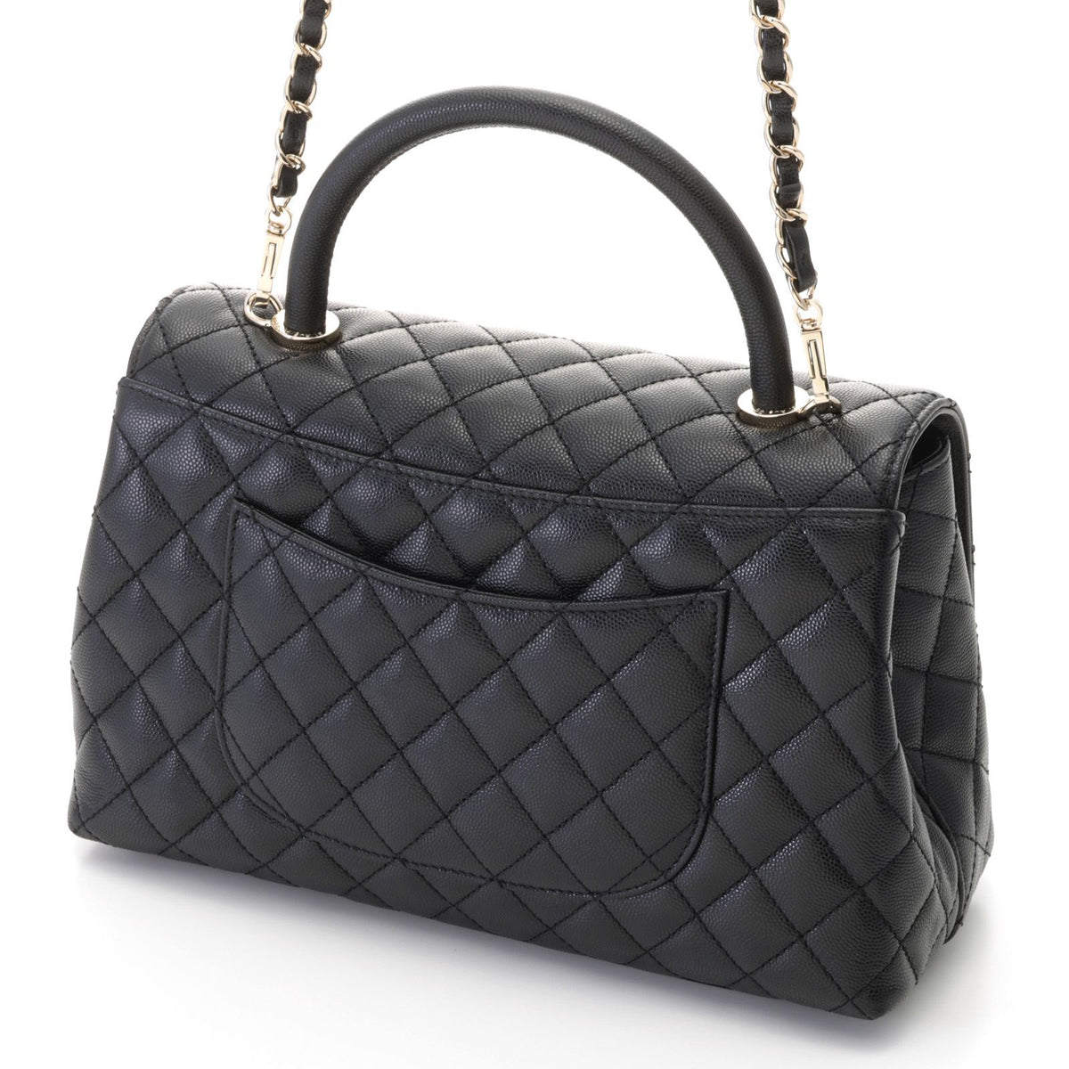 Chanel Quilted Coco Handle 2-Way Bag Black Caviar Leather — view 2