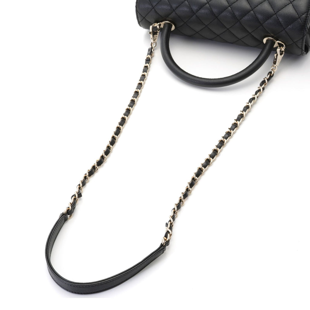 Chanel Quilted Coco Handle 2-Way Bag Black Caviar Leather — view 4
