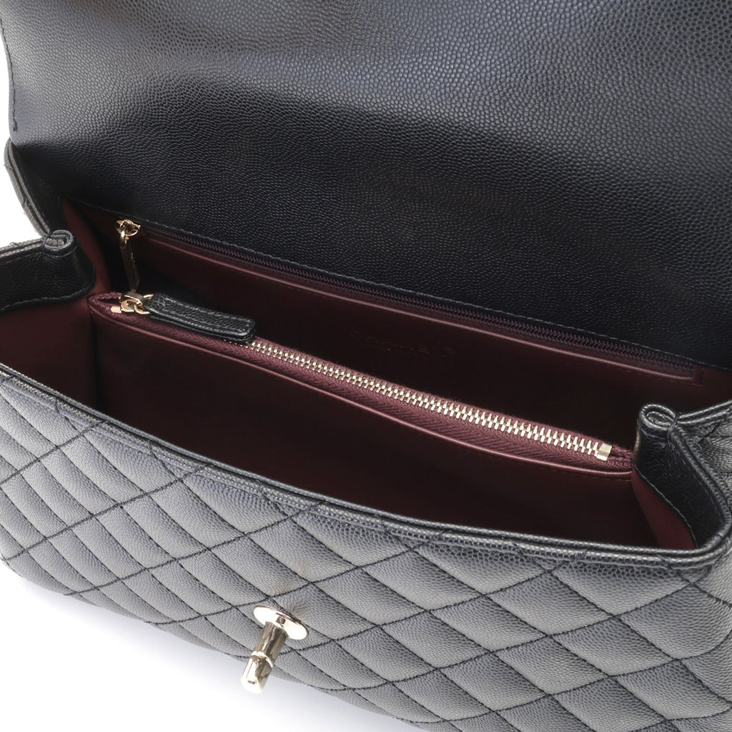 Chanel Quilted Coco Handle 2-Way Bag Black Caviar Leather — view 6