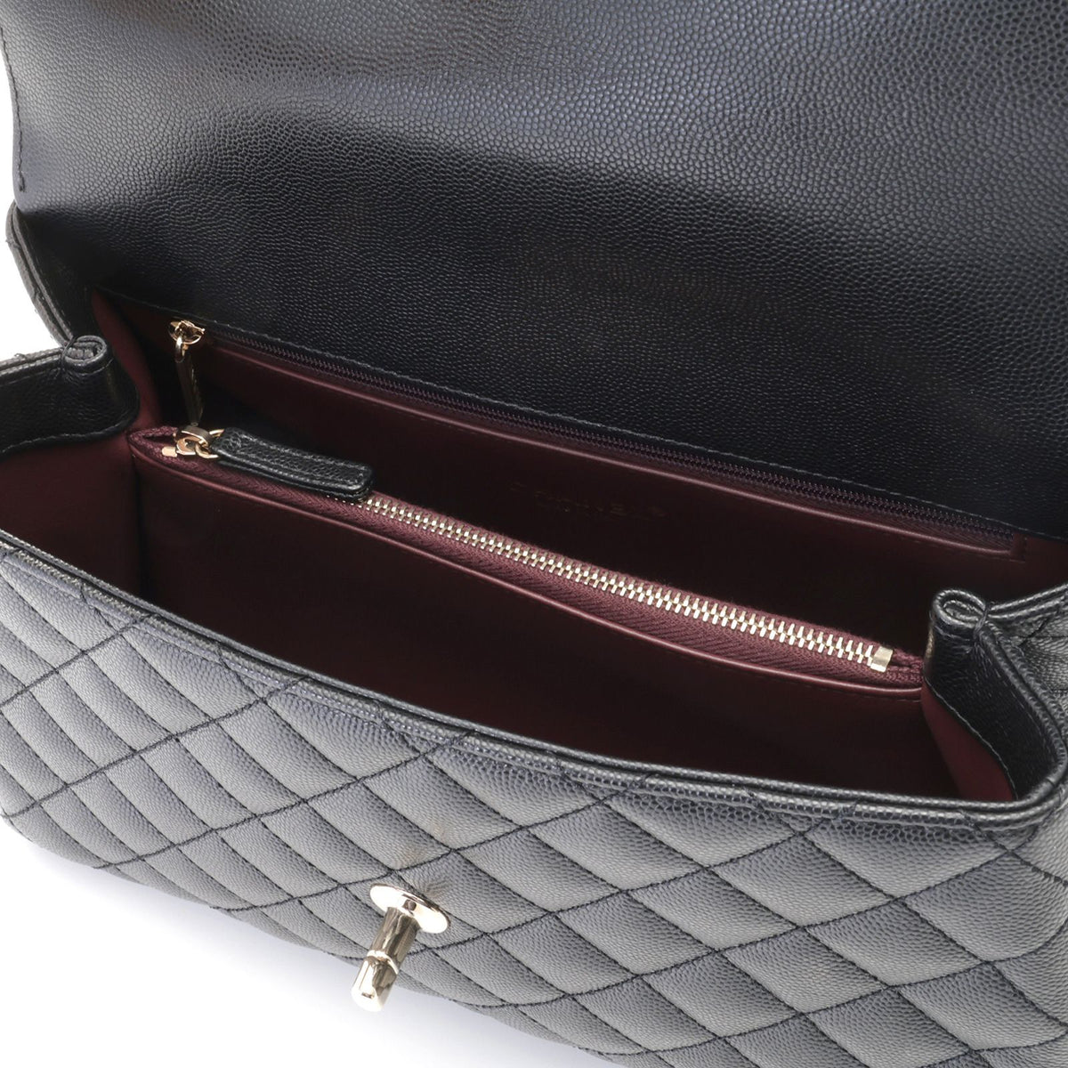 Chanel Quilted Coco Handle 2-Way Bag Black Caviar Leather — view 6