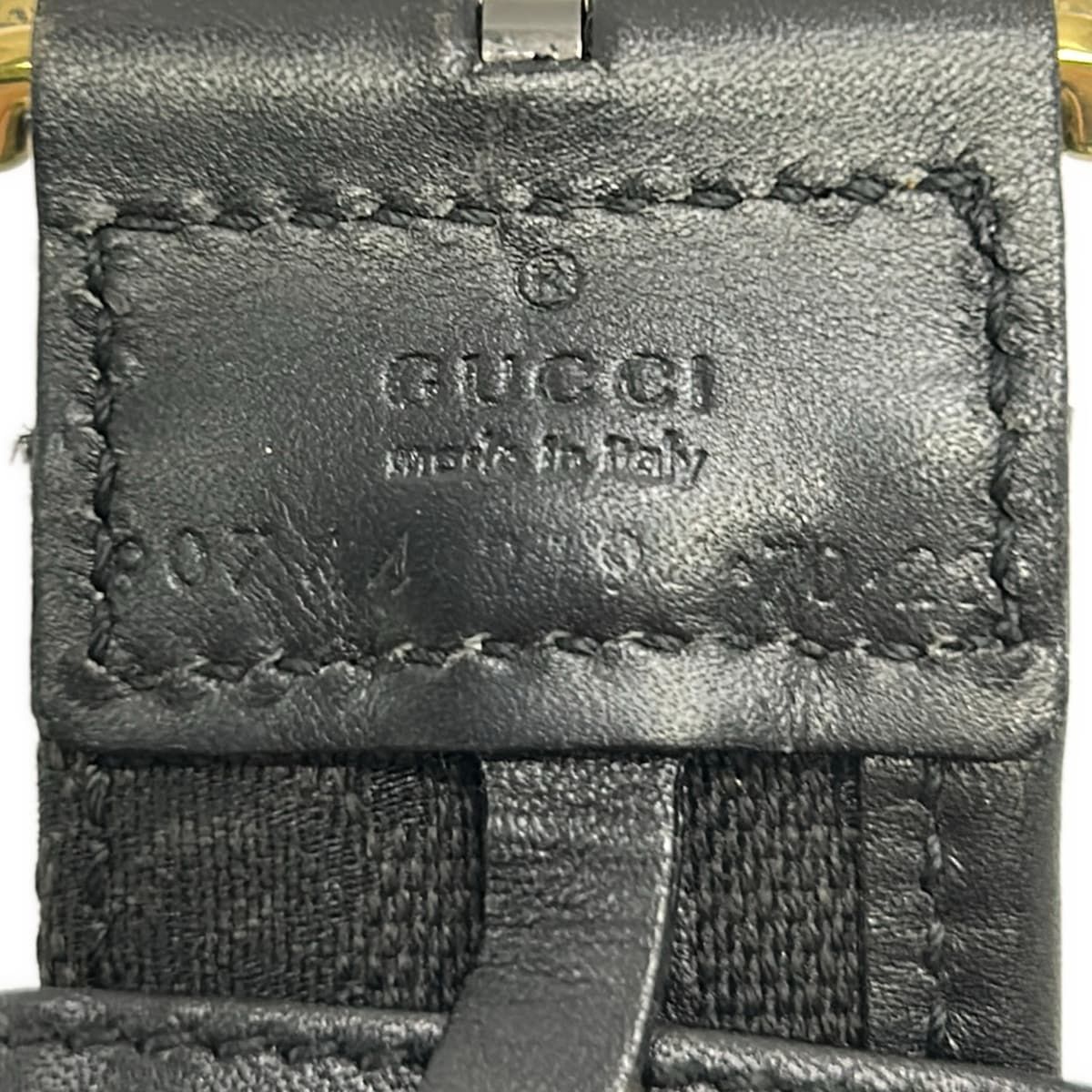Gucci Belt 70 28 GG Pattern Black Gold Leather — view 4