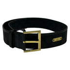Gucci Belt 70 28 GG Pattern Black Gold Leather