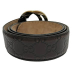 Gucci Belt 85 34 Dark Brown Gold Guccissima Line Interlocking G Leather — view 2