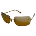 Chanel Sunglasses Light Brown Gold CC Logo Rhinestone Eyewear