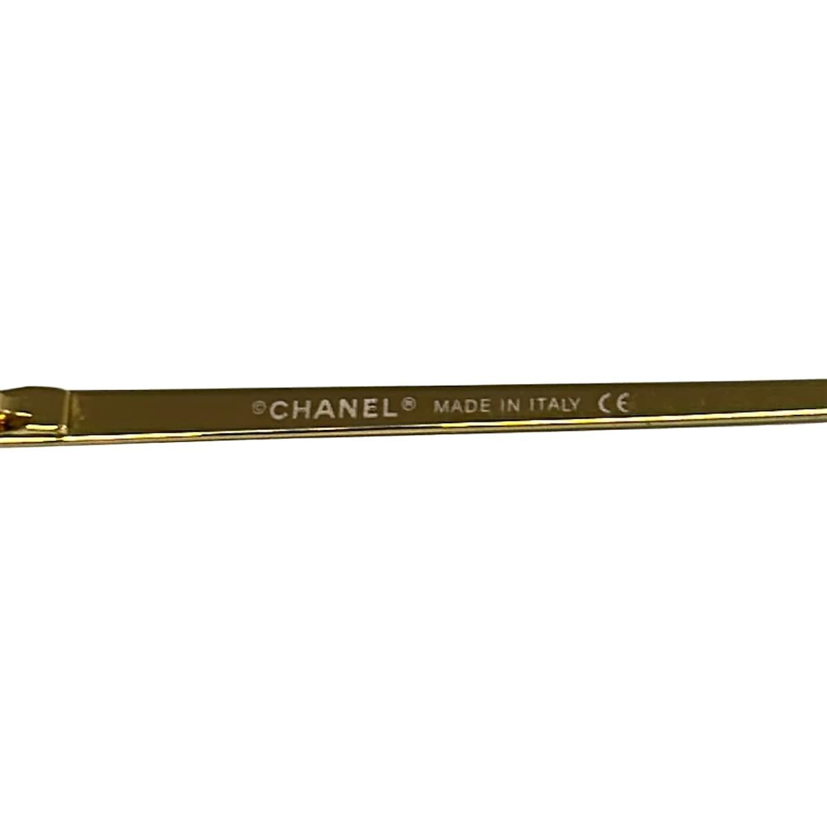 Chanel Sunglasses Light Brown Gold CC Logo Rhinestone Eyewear — view 4