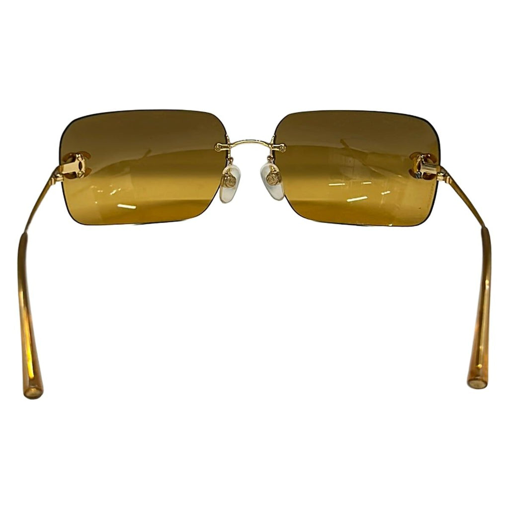 Chanel Sunglasses Light Brown Gold CC Logo Rhinestone Eyewear — view 3