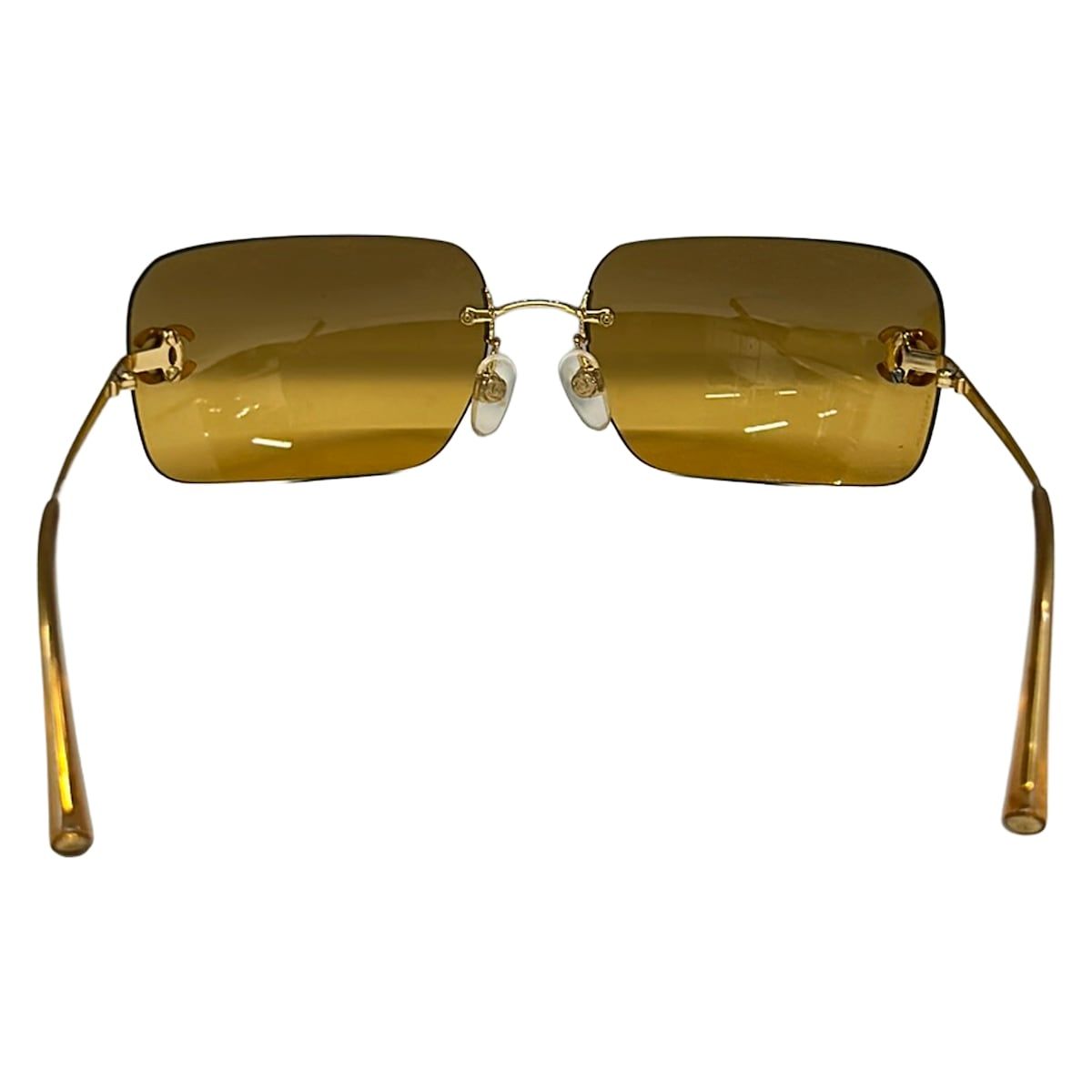 Chanel Sunglasses Light Brown Gold CC Logo Rhinestone Eyewear — view 3
