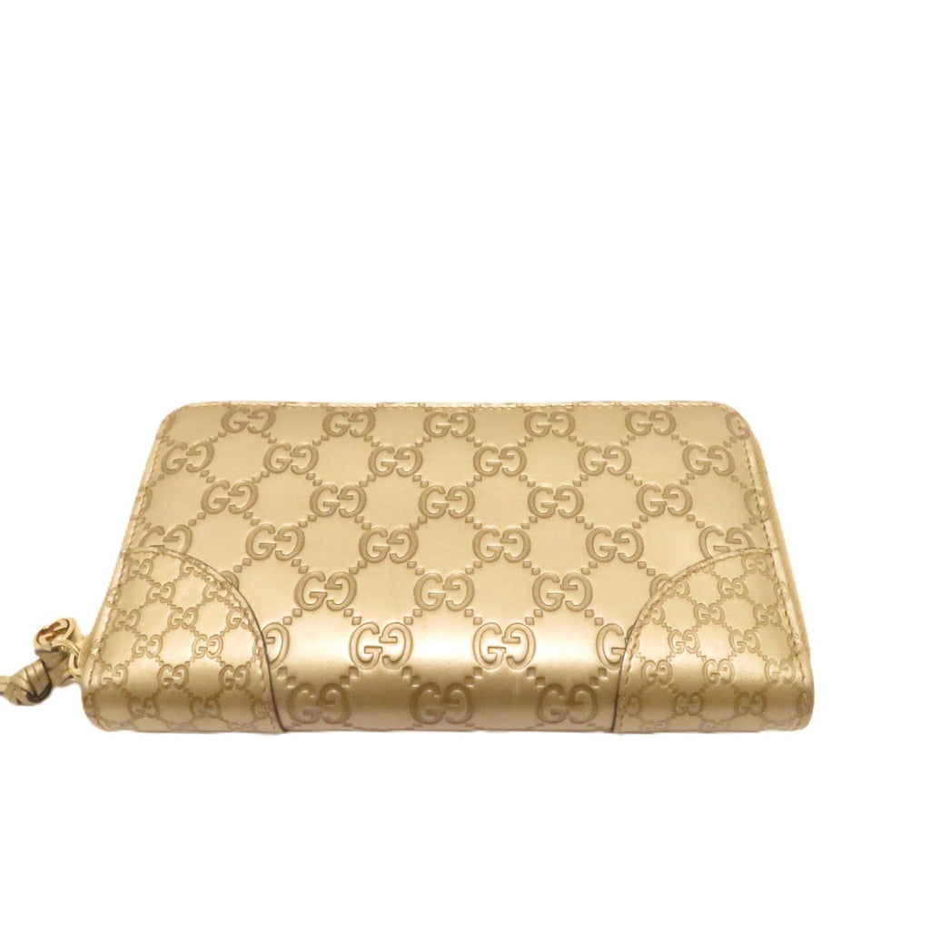 Gucci Bree Guccissima Zip Around Wallet Gold Leather