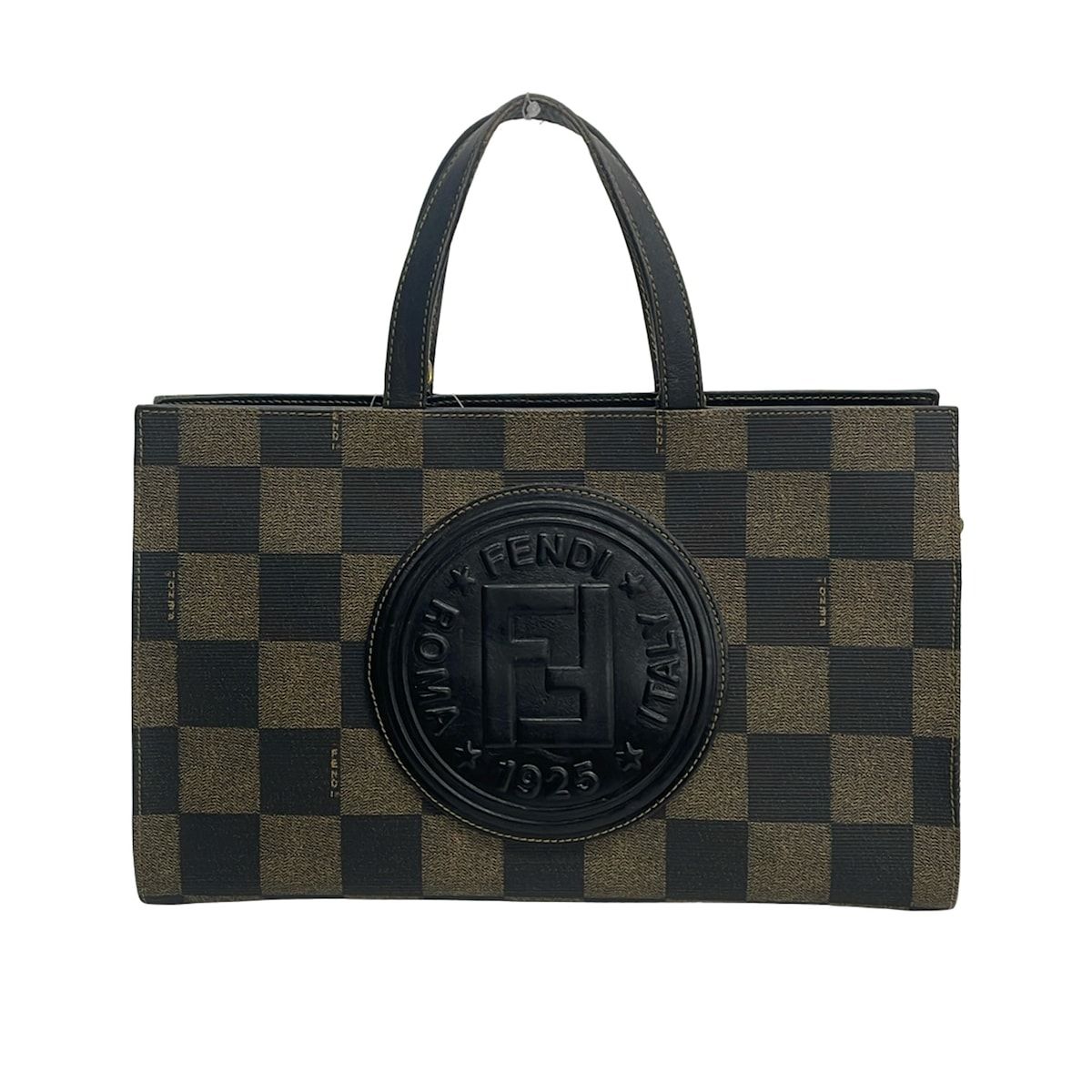 Fendi Handbag Pecan Black Beige Leather