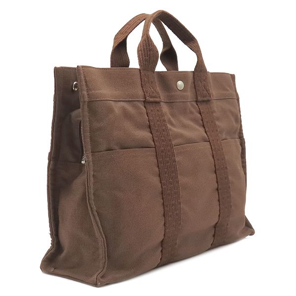 Hermes Tote Bag Herline MM Canvas Brown Silver — view 2