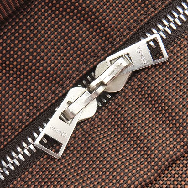 Hermes Tote Bag Herline MM Canvas Brown Silver — view 7