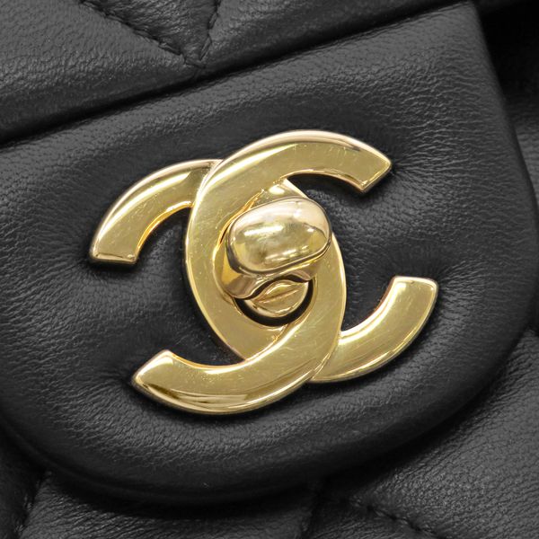 Chanel Shoulder Bag Quilted 25 Double Flap Lambskin Black Gold Chain 29 — view 7
