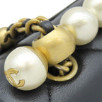 Chanel Shoulder Bag Quilted Chain Leather Black Vintage CC Logo Pearl Handle — view 8