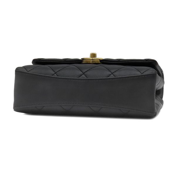 Chanel Shoulder Bag Quilted Chain Leather Black Vintage CC Logo Pearl Handle — view 3