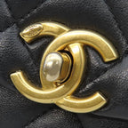 Chanel Shoulder Bag Quilted Chain Leather Black Vintage CC Logo Pearl Handle — view 7