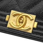 Chanel Chain Wallet Boy Caviar Leather Black Matte Gold Shoulder Bag 26 — view 5