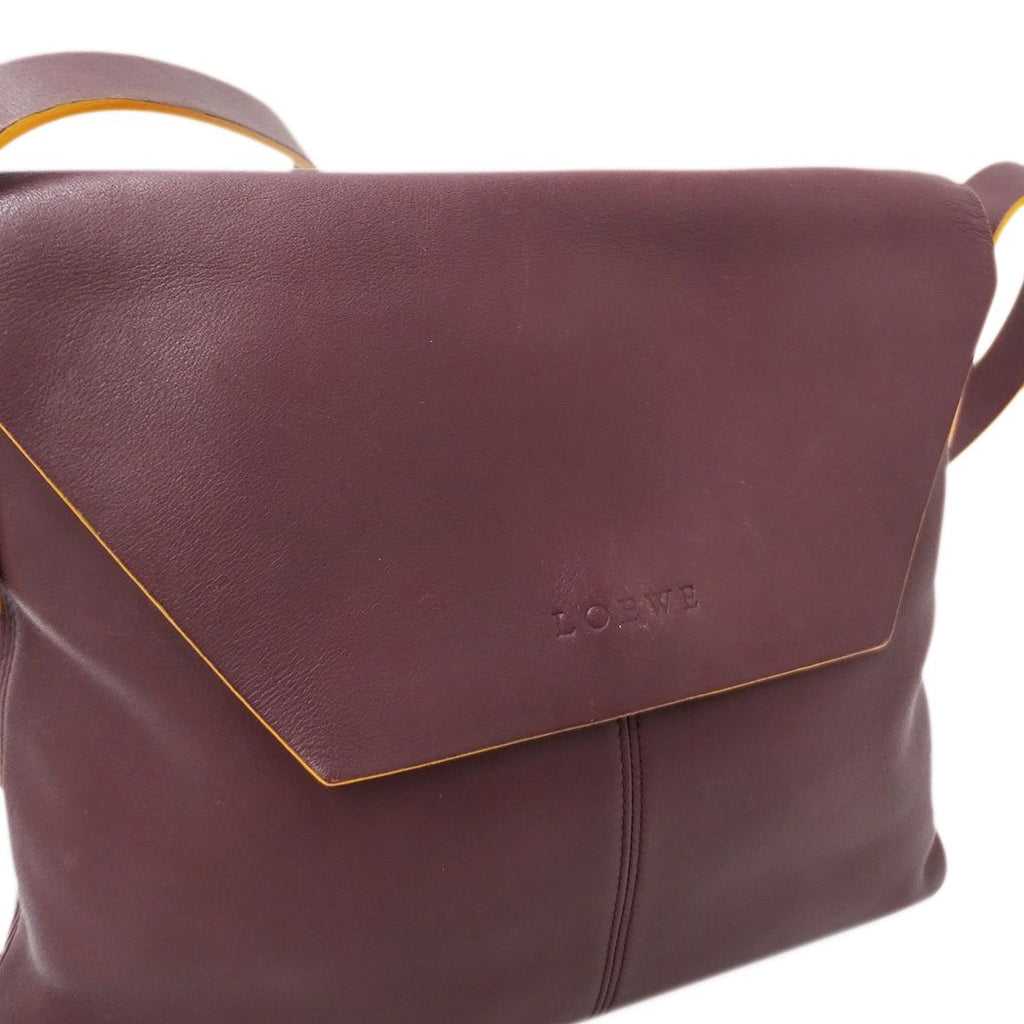 Loewe Shoulder Bag Leather Bordeaux Wine Red — view 7
