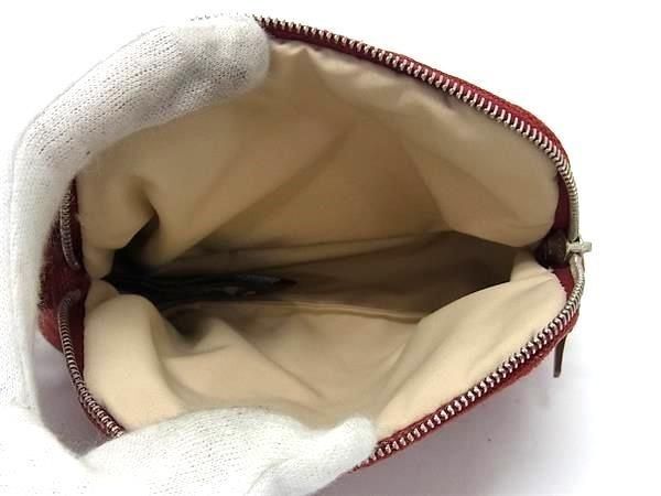 Hermes Makeup Pouch Bolide 16 Red Brown Canvas Silver — view 3