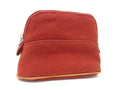 Hermes Makeup Pouch Bolide 16 Red Brown Canvas Silver