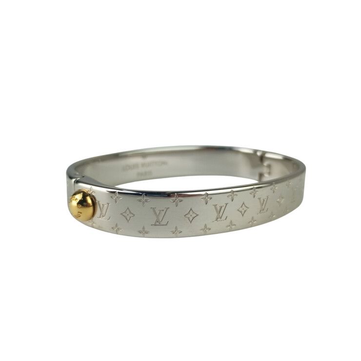 Louis Vuitton Bracelet Cuff Nanogram Silver Gold Metal Bangle