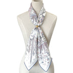Hermes Scarf Carre 90 Please Hold the Line Silk White Blue Carriage Large — view 8