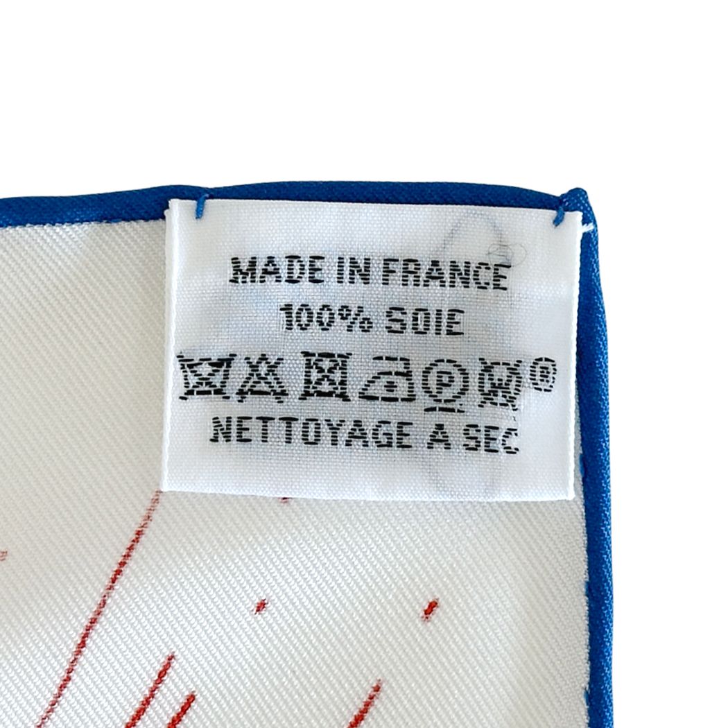 Hermes Scarf Carre 90 Please Hold the Line Silk White Blue Carriage Large — view 6