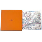 Hermes Scarf Carre 90 Please Hold the Line Silk White Blue Carriage Large — view 7