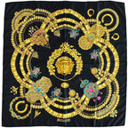 Hermes Scarf Carre 90 Kosmima Space Silk Black Ancient Greece Goldsmith Large