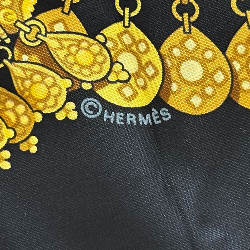 Hermes Scarf Carre 90 Kosmima Space Silk Black Ancient Greece Goldsmith Large — view 4