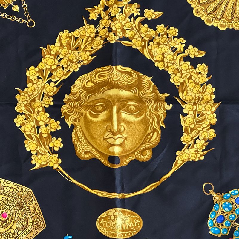 Hermes Scarf Carre 90 Kosmima Space Silk Black Ancient Greece Goldsmith Large — view 2