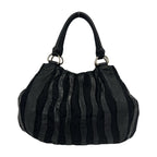 Prada Logo Stripe Tessuto Nylon Nappa Leather Tote Bag Black — view 3