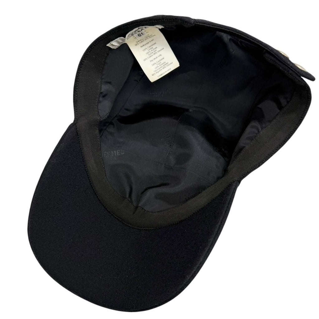 Hermes Cashmere 100% Nevada Cheval Au Trait Cap Navy 61 Hat — view 5