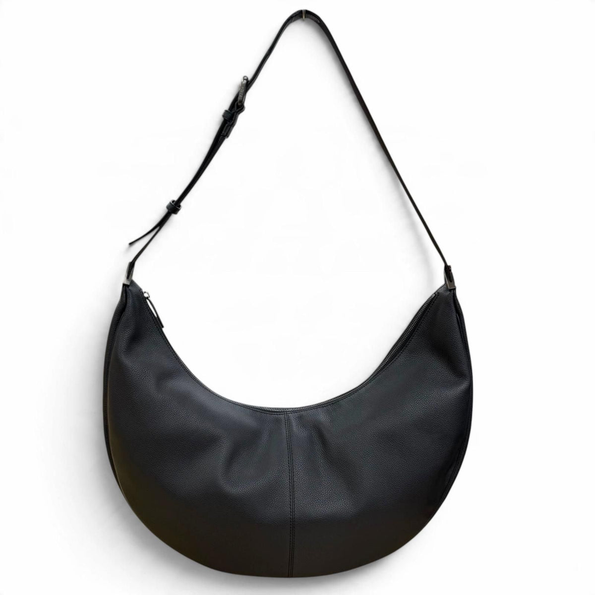 Fendi Leather Melon Large FF Metal Crossbody Hobo Shoulder Bag Black — view 4