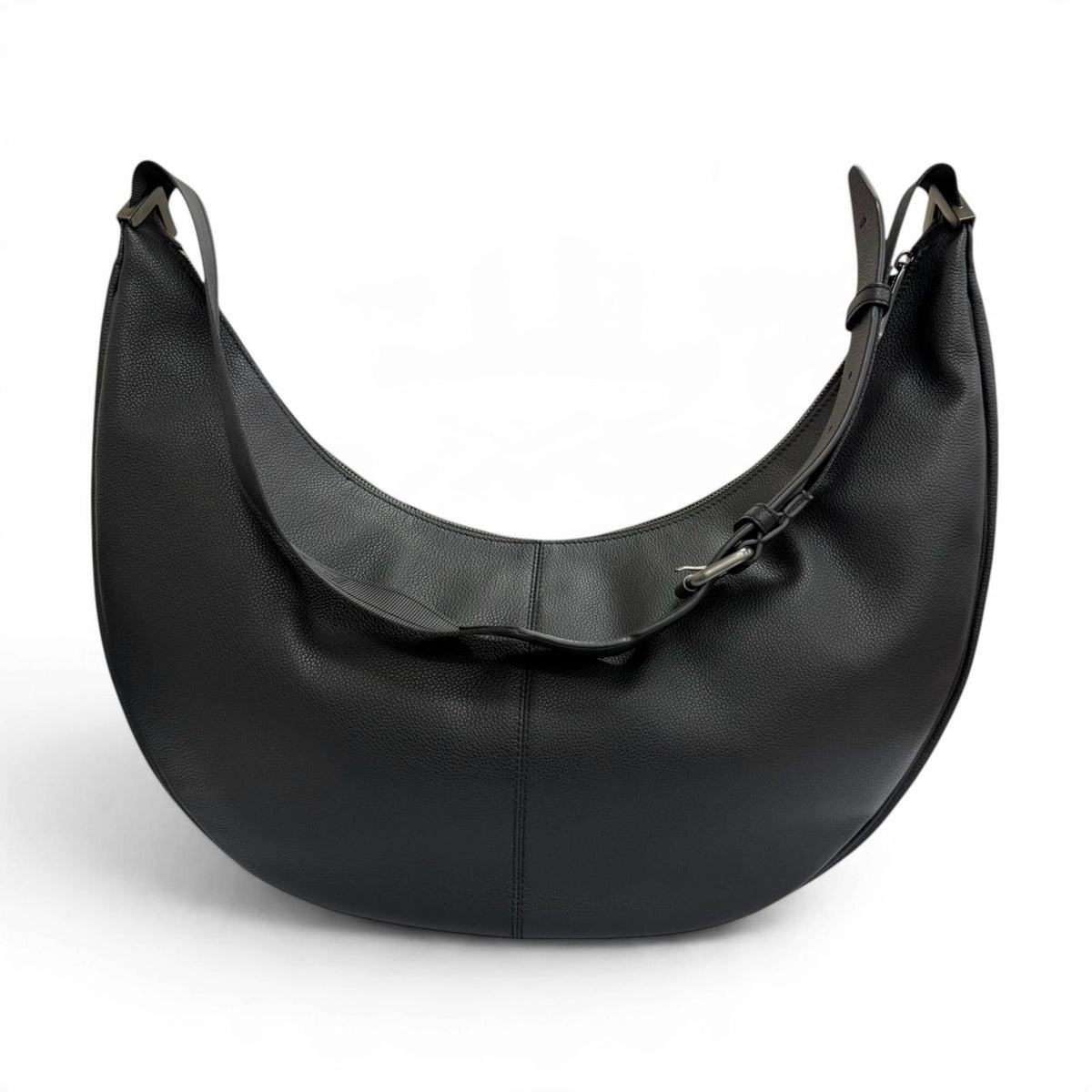 Fendi Leather Melon Large FF Metal Crossbody Hobo Shoulder Bag Black — view 5
