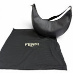 Fendi Leather Melon Large FF Metal Crossbody Hobo Shoulder Bag Black — view 2