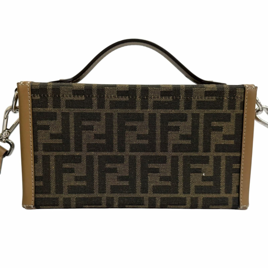 Fendi FF Canvas Leather Zucca Pattern Soft Trunk 2-Way Baguette Bag Brown — view 3