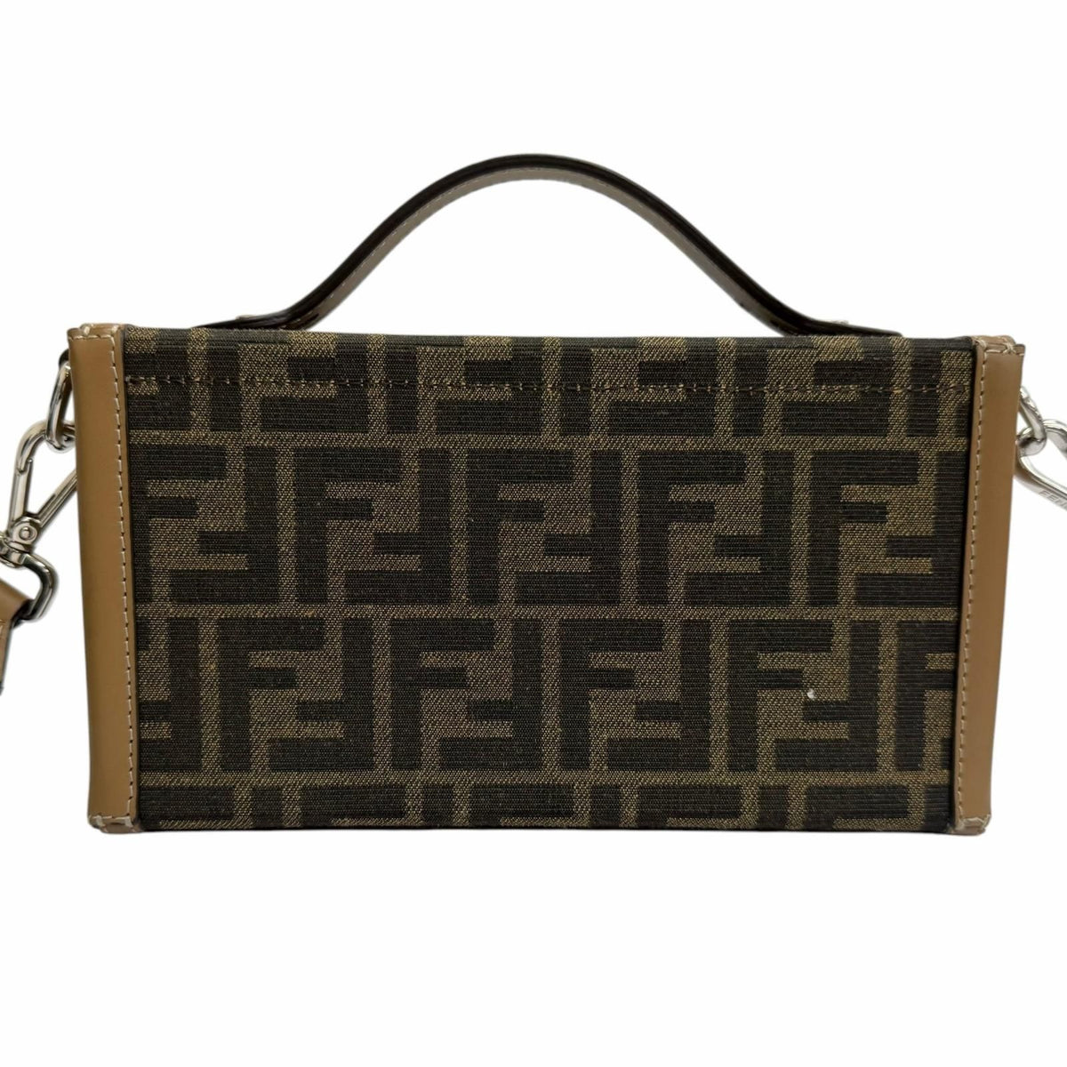 Fendi FF Canvas Leather Zucca Pattern Soft Trunk 2-Way Baguette Bag Brown — view 3
