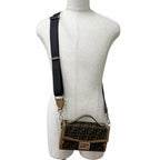 Fendi FF Canvas Leather Zucca Pattern Soft Trunk 2-Way Baguette Bag Brown — view 2