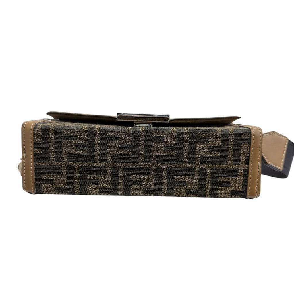 Fendi FF Canvas Leather Zucca Pattern Soft Trunk 2-Way Baguette Bag Brown — view 5