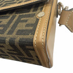 Fendi FF Canvas Leather Zucca Pattern Soft Trunk 2-Way Baguette Bag Brown — view 7