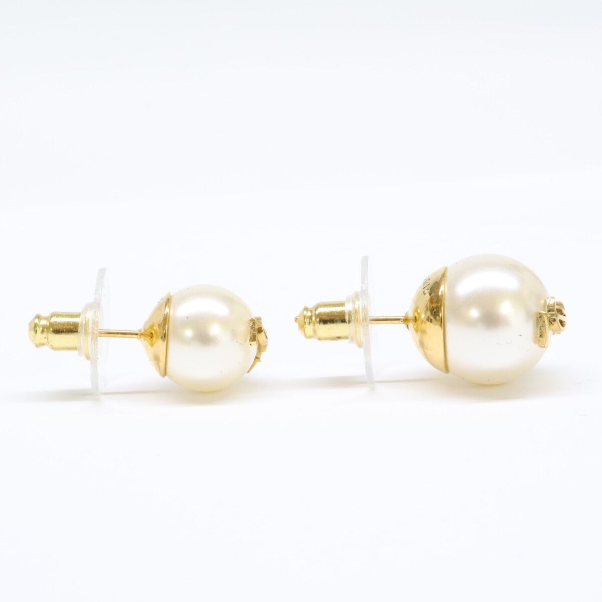 Saint Laurent Paris Cassandra Logo Asymmetric Glass Pearl Earrings — view 4