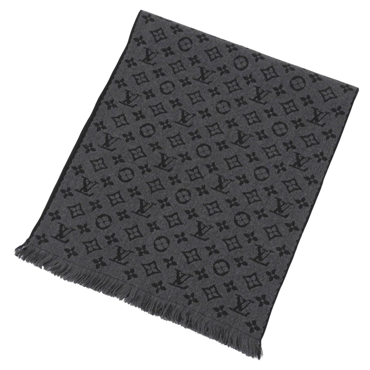 Louis Vuitton Echarpe Monogram Classic Wool 100% Fringe Scarf
