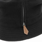 Hermes Wool Cashmere Blend Pull Side Zip Bucket Hat Black 56 — view 6
