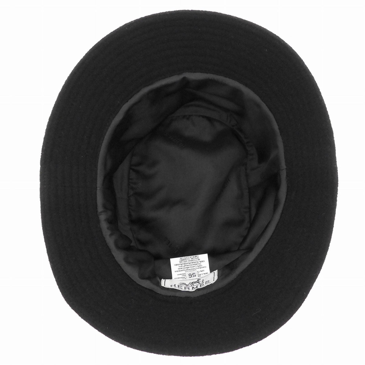 Hermes Wool Cashmere Blend Pull Side Zip Bucket Hat Black 56 — view 4