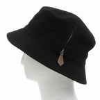 Hermes Wool Cashmere Blend Pull Side Zip Bucket Hat Black 56 — view 2