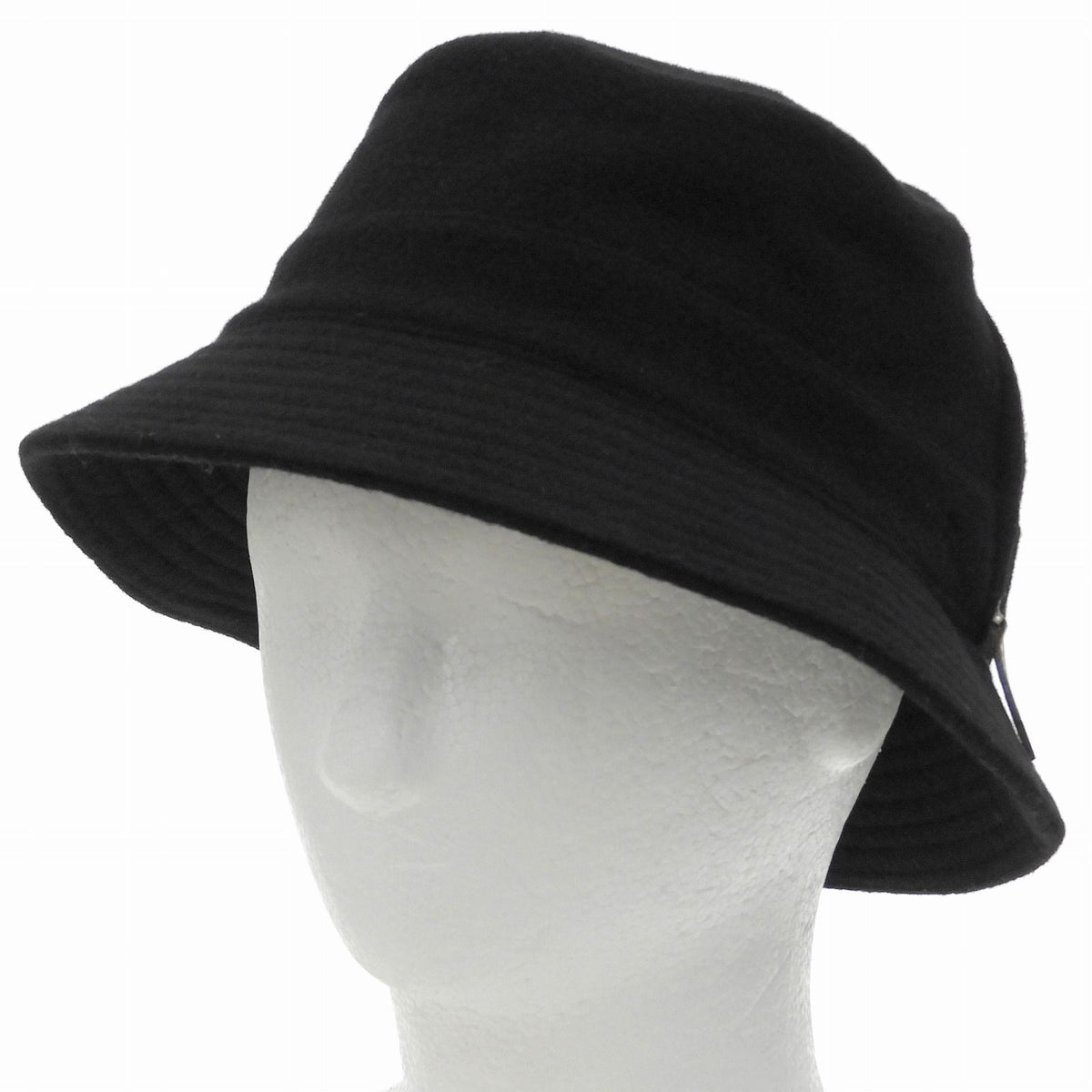 Hermes Wool Cashmere Blend Pull Side Zip Bucket Hat Black 56